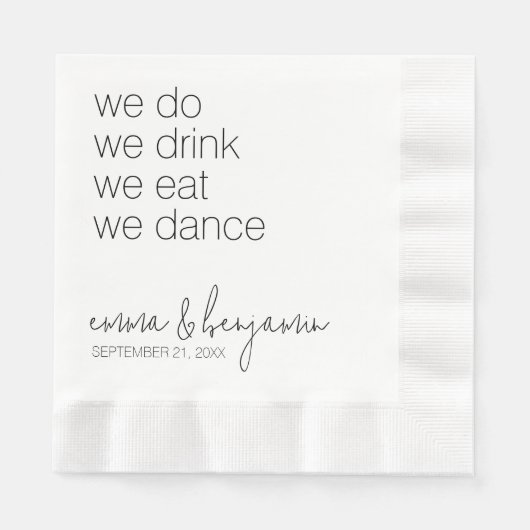 We Do Drink Eet Dans - Moderne Huwelijk Servet (Voorkant)