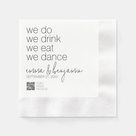 We Do Drink Eten Dansen - Modern Huwelijk Servet (Voorkant)