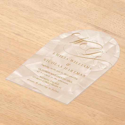 We Do Elegant Neutral Wedding Acryl Uitnodigingen (Laagn)