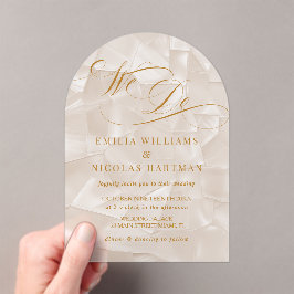 We Do Elegant Neutral Wedding Acryl Uitnodigingen