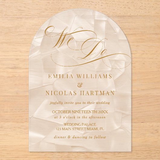 We Do Elegant Neutral Wedding Acryl Uitnodigingen (Voorkant)