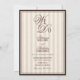 We Do Elegant Striped Espresso Wedding Kaart