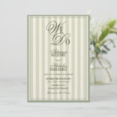 We Do Elegant Striped Ivory Green Wedding Kaart (Staand voorkant)