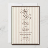 We Do Elegante Gestreepte Espresso Bruiloft Kaart (Voorkant)