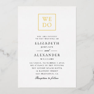 We Do. Elegante gouden eenvoudige typografie trouw Folie Uitnodiging