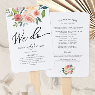 We Do Floral Watercolor Huwelijksprogramma Handwaaier