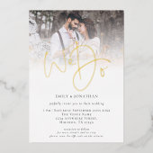 We Do Foto-overlay QR-code Script Bruiloft Echt Folie Uitnodiging (Voorkant)