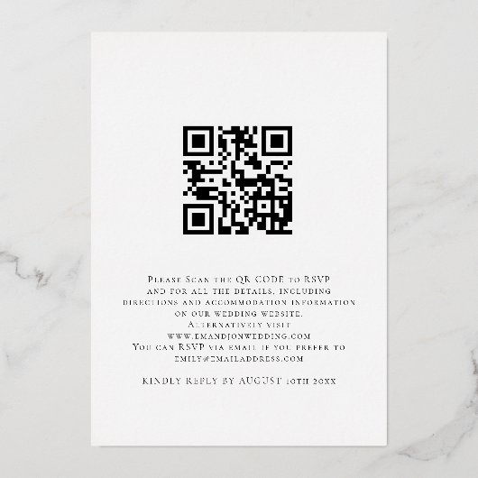 We Do Foto-overlay QR-code Script Bruiloft Echt Folie Uitnodiging (Achterkant)