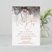 We Do Foto Script Overlay QR Code Huwelijk Echt Folie Uitnodiging (Staand Voorkant)
