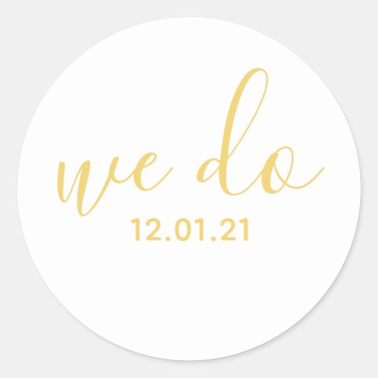 We Do Gedateerde Gele Trouw Envelope Zegel (Voorkant)