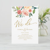 We Do Gold Bloemige Aquarel Trouwprogramma Programmakaart (Staand voorkant)