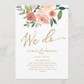 We Do Gold Bloemige Aquarel Trouwprogramma Programmakaart (Voorkant)