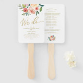 We Do Gold Florale Waterverf Trouwprogramma Handwaaier (Voorkant en achterkant)