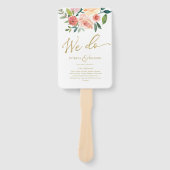 We Do Gold Florale Waterverf Trouwprogramma Handwaaier (Voorkant)
