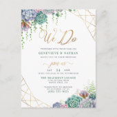 "We Do" Gouden Glitter Script & Sculenten Huwelijk Uitnodiging Briefkaart (Voorkant)