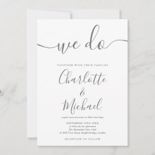We Do Gray En White Signature Script Trouwdag Kaart