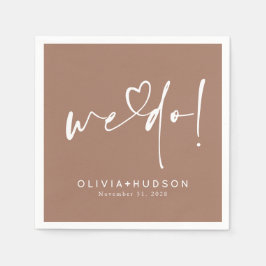 We Do Hart Typografie Bruine Huwelijk Servet