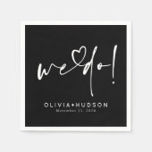 We Do Heart Typography Black Wedding  Servet (Voorkant)