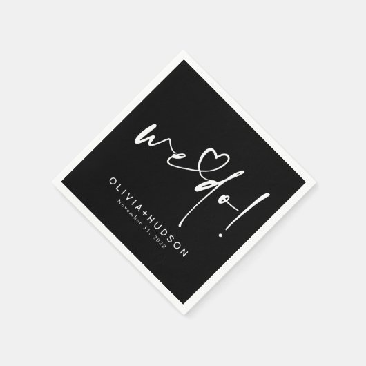 We Do Heart Typography Black Wedding  Servet (Hoek)