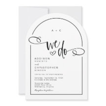 We Do Heart Zwart Wit Modern Script Trouwkaart