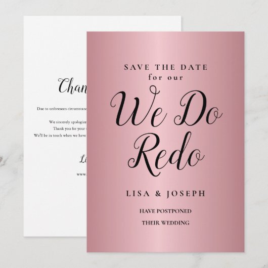 We Do Herten Uitgestelde Trouwdatum Roze Goud Kaart (Voorkant / Achterkant)