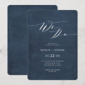 We Do in navyblauw script tekst elegante trouw uit Aankondiging (Voorkant / Achterkant)