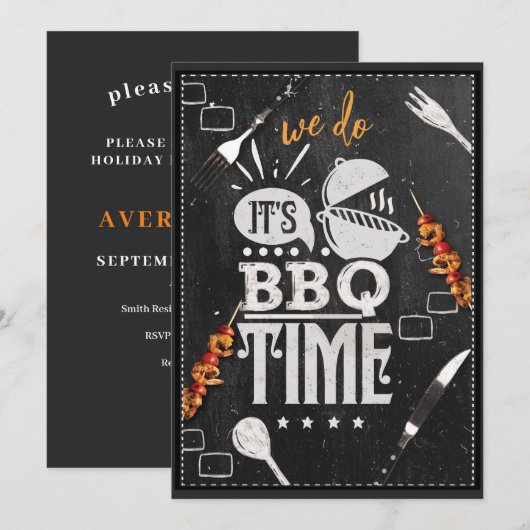 We Do It's BBQ Time Zomerfeest Uitnodiging  (Voorkant / Achterkant)