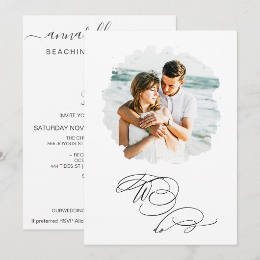 *~* WE DO Koppel FOTO RSVP + QR  AR6 Trouw Invi Kaart (Voorkant / Achterkant)