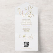 We Do Love Heart QR Code Chic Gouden Trouwdag All In One Uitnodiging (Binnen)