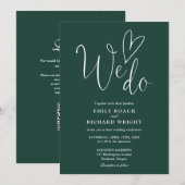 We Do Love Heart QR Code Smaragdgroene Trouw Kaart (Voorkant / Achterkant)