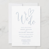 We Do Love Heart QR Code Stofblauw Trouwfeest Kaart (Voorkant)