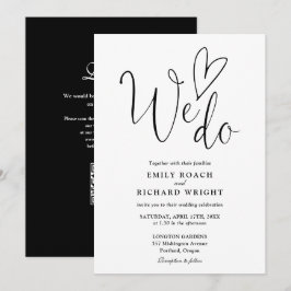 We Do Love Heart QR Code Zwart Witte Trouwdag Kaart