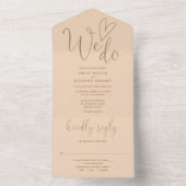 We Do Love Heart Script Zachte Perzik Huwelijk All In One Uitnodiging (Binnen)