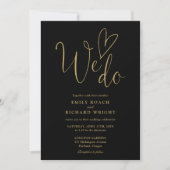 We Do Love Heart Script Zwart En Gouden Trouw Kaart (Voorkant)