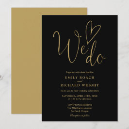 We Do Love Heart Script Zwart En Gouden Trouw Kaart