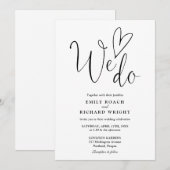 We Do Love Heart Script Zwart en Wit Trouwen Kaart (Voorkant / Achterkant)