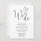 We Do Love Heart Script Zwart-Wit Trouwfeest Kaart (Voorkant)