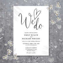 We Do Love Heart Script Zwart-Wit Trouwfeest