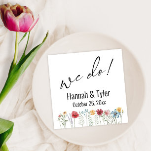 We Do! Meerkleurige Aquarel Weide Bloemen Servet