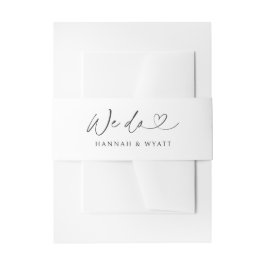 We Do Minimal Heart Chic Wedding Script Buikband Uitnodigingen Wikkel