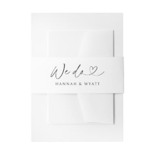 We Do Minimal Heart Chic Wedding Script Buikband Uitnodigingen Wikkel