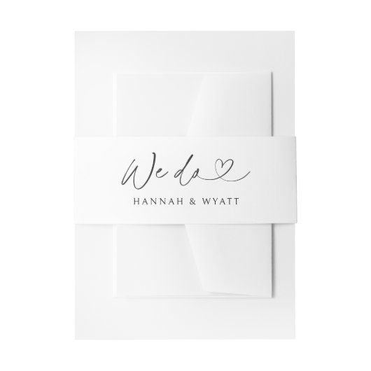 We Do Minimal Heart Chic Wedding Script Buikband Uitnodigingen Wikkel (Voorkant Voorbeeld)