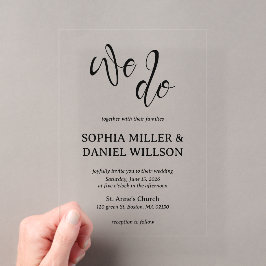 We Do Minimalistische Calligrafie Huwelijksuitnodi Acryl Uitnodigingen