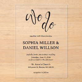 We Do Minimalistische Calligrafie Trouw Uitnodigin Acryl Uitnodigingen