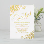 We Do! Modern Lettertype & Hartelijk Trouwfeest Folie Uitnodiging (Staand Voorkant)