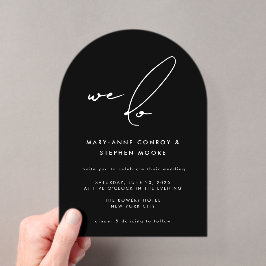 We Do Modern Zwarte Calligraphy Script Trouw Acryl Uitnodigingen