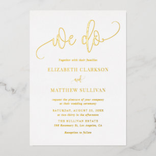 We Do Moderne Calligrafie Foto Bruiloft Folie Uitnodiging