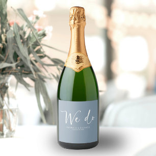 We Do Moderne Calligrafie Huwelijk Sparkling Wijnetiket