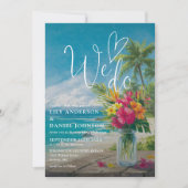 We Do Moderne Tropische Strand Bloem QR Code Trouw Kaart (Voorkant)