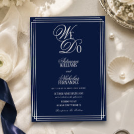 We Do Navy Blauw Oud Geld Trouwen Kaart